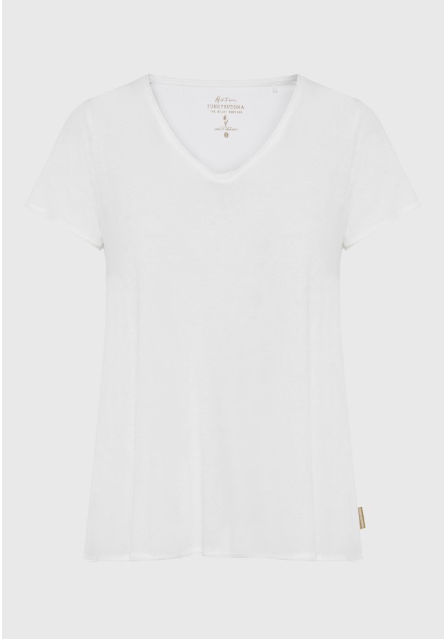 Βαμβακερό t-shirt με άνοιγμα V