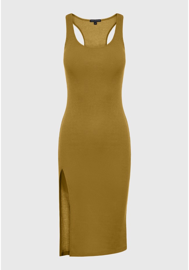 Rib dress with side slit