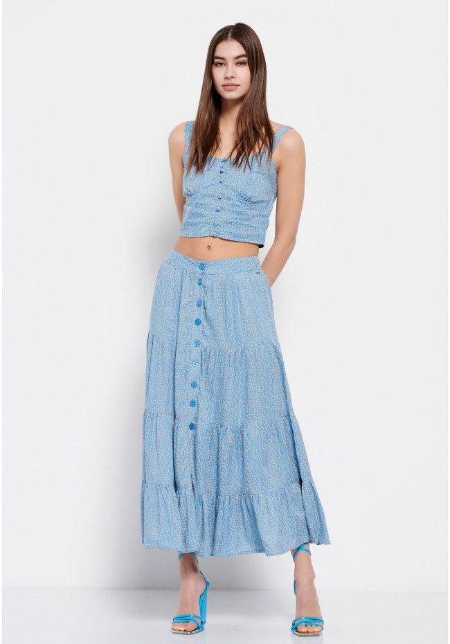 All over printed viscose skirt
