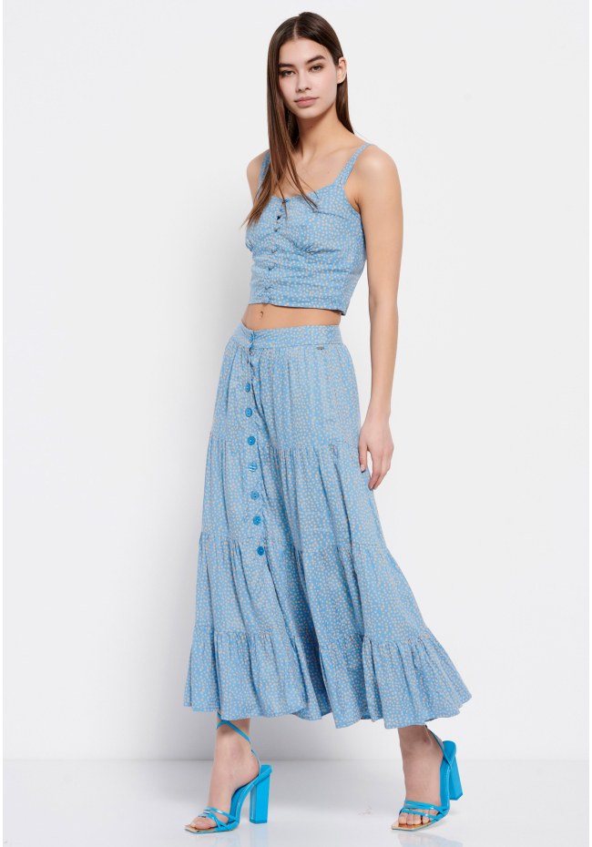 All over printed viscose skirt