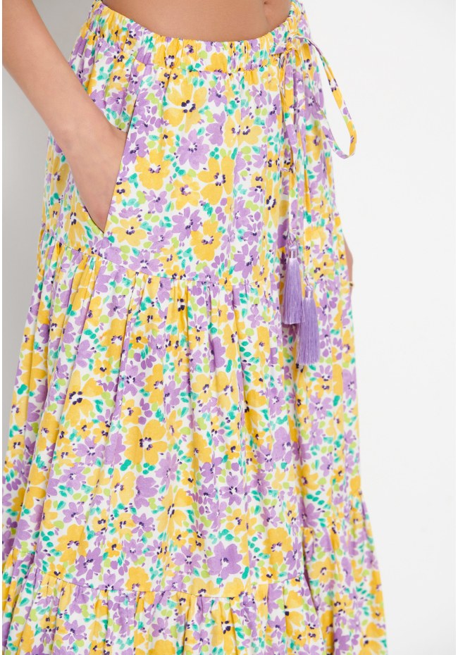 Maxi φούστα με floral all over τύπωμα