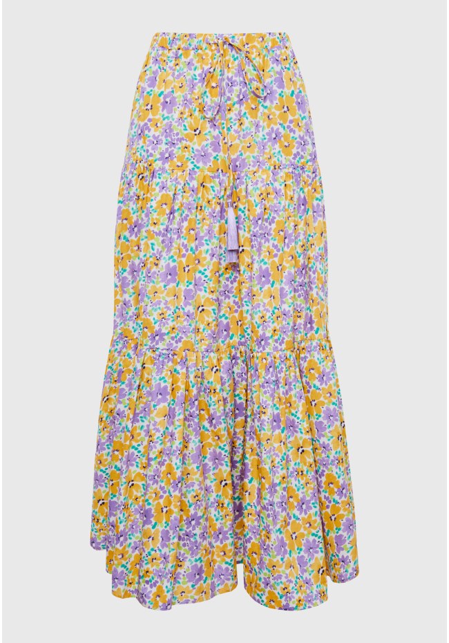 Maxi φούστα με floral all over τύπωμα