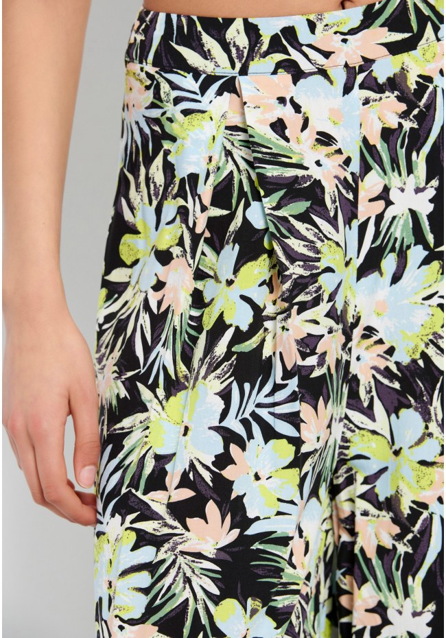 Εμπριμέ wide leg παντελόνα από βισκόζη