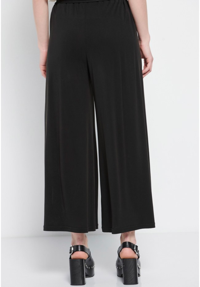 Wide leg cropped παντελόνι με ελαστική μέση