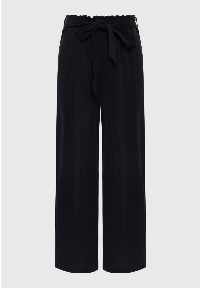 Wide leg cropped παντελόνι με ελαστική μέση