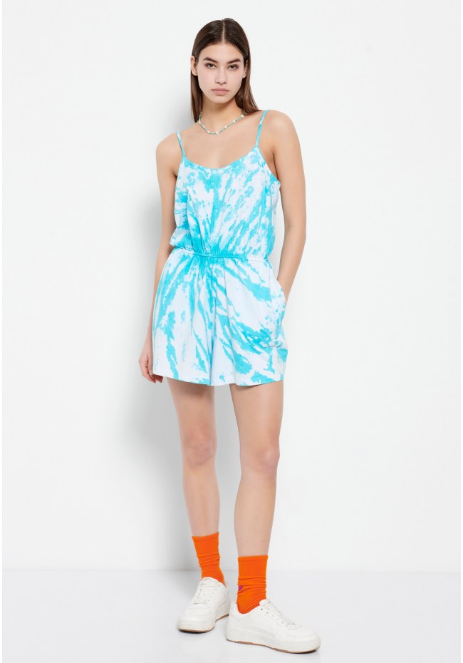 Ολόσωμη φόρμα σορτς με tie dye εφέ