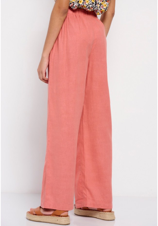 Wide leg παντελόνα με λινό