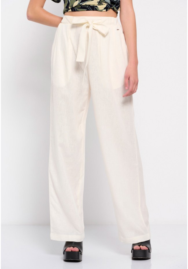 Linen blend wide leg pants