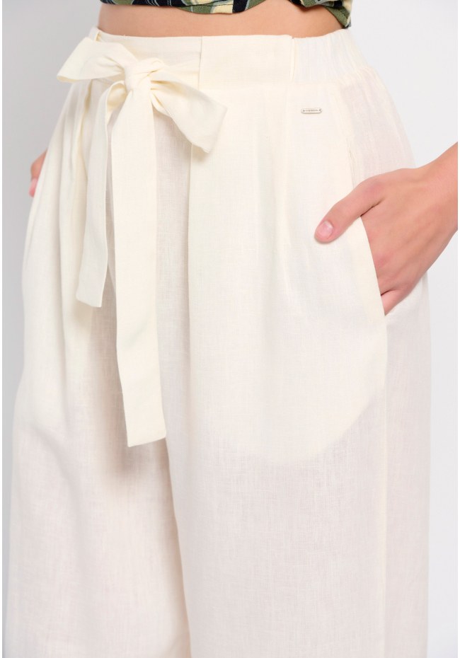 Linen blend wide leg pants