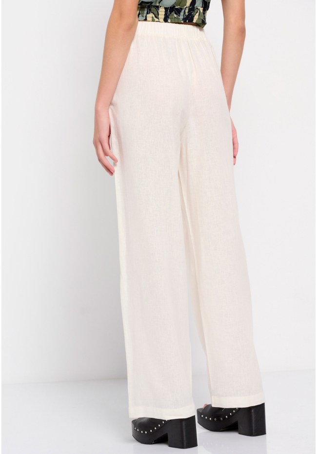 Linen blend wide leg pants