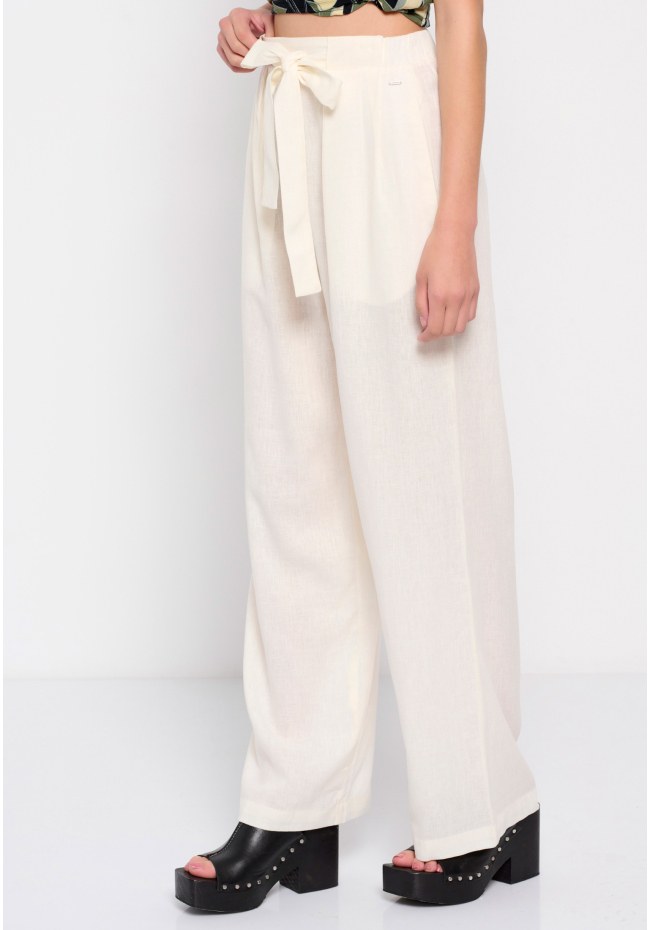 Linen blend wide leg pants