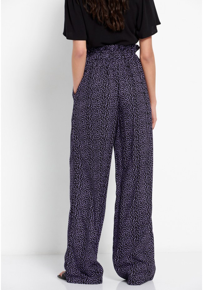 Wide leg εμπριμέ παντελόνα με ελαστική μέση
