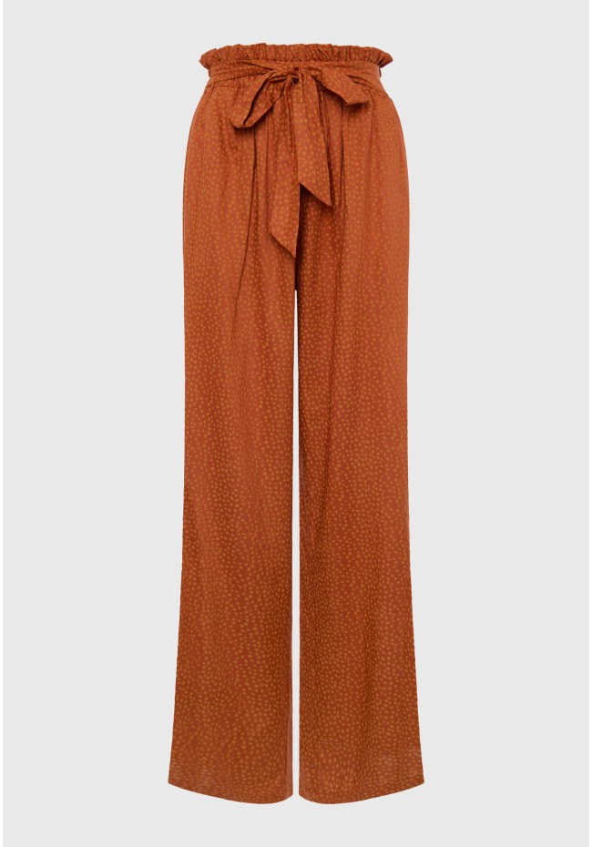 Wide leg εμπριμέ παντελόνα με ελαστική μέση