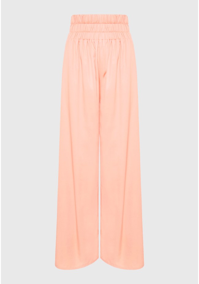 Wide leg fit παντελόνα από βισκόζη με ελαστική μέση