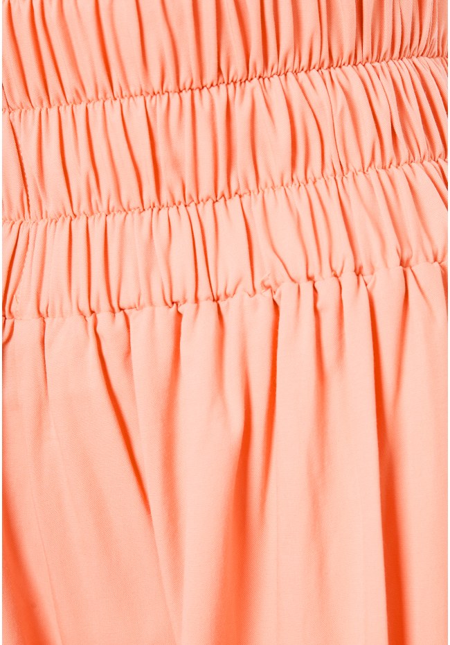 Wide leg fit παντελόνα από βισκόζη με ελαστική μέση