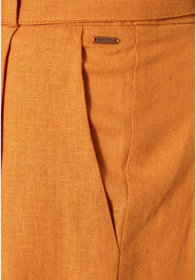 Linen blend σόρτς με ζώνη