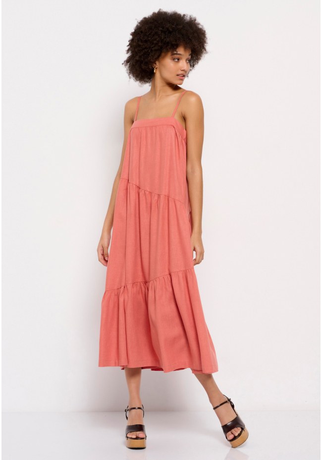 Linen blend midi dress