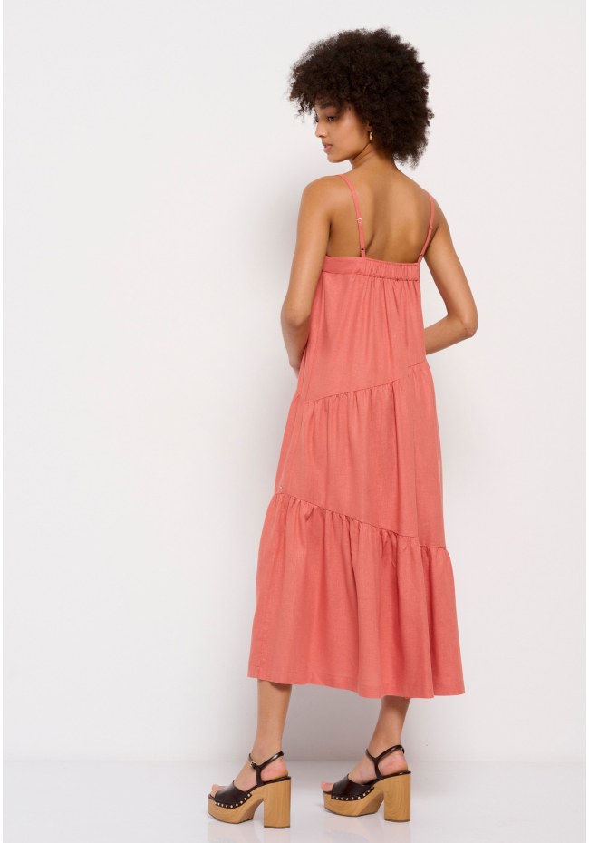 Linen blend midi dress