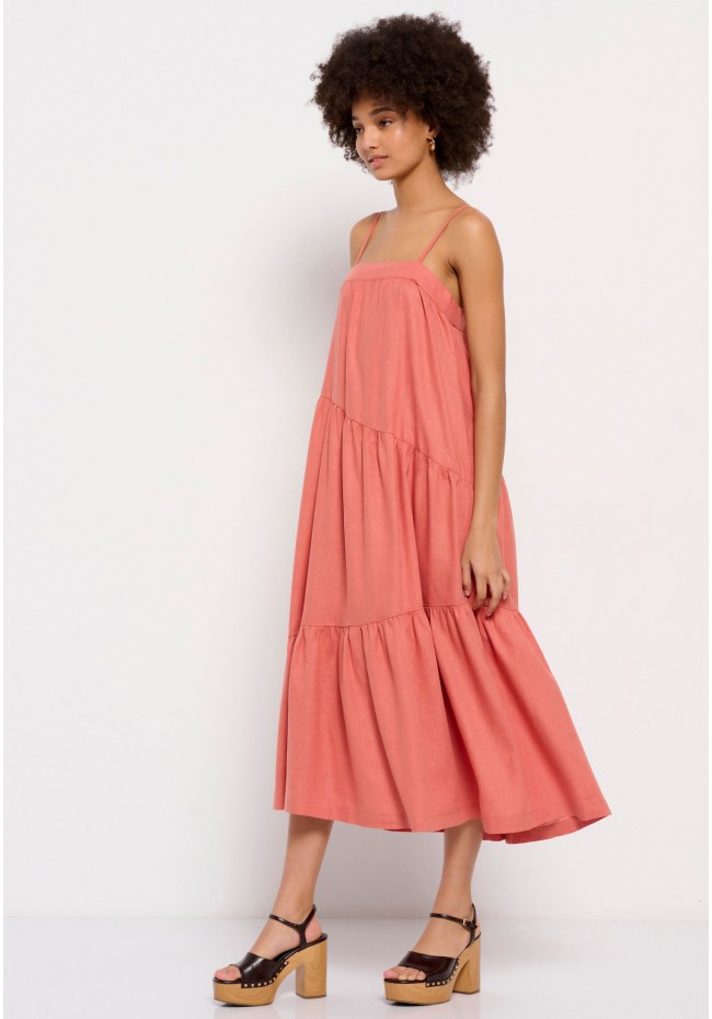 Linen blend midi dress