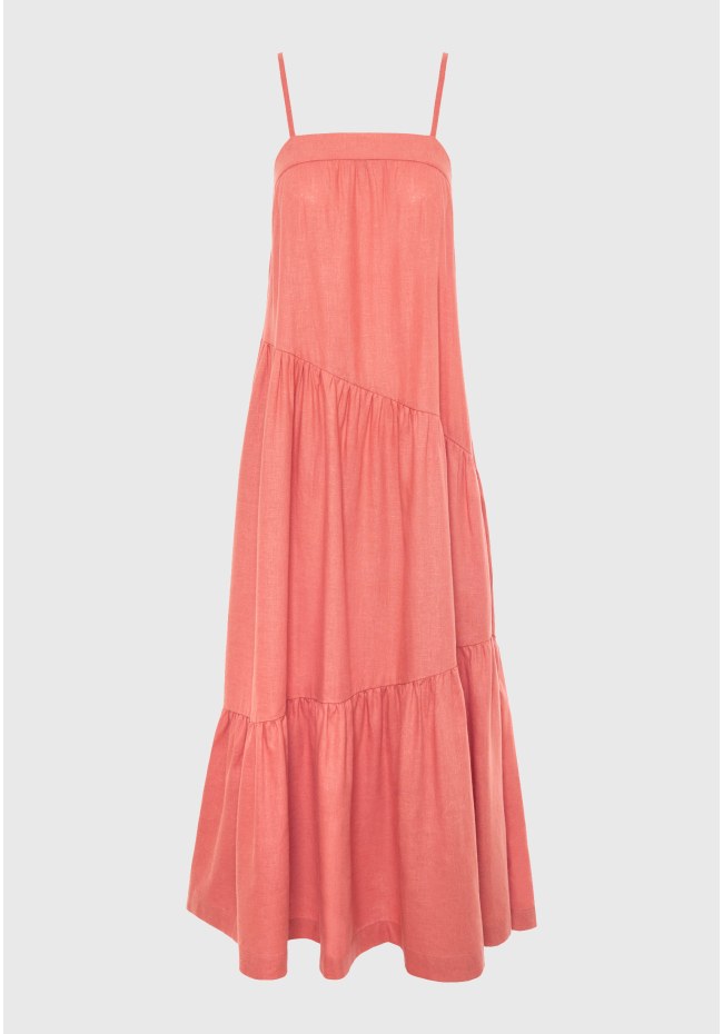 Linen blend midi dress