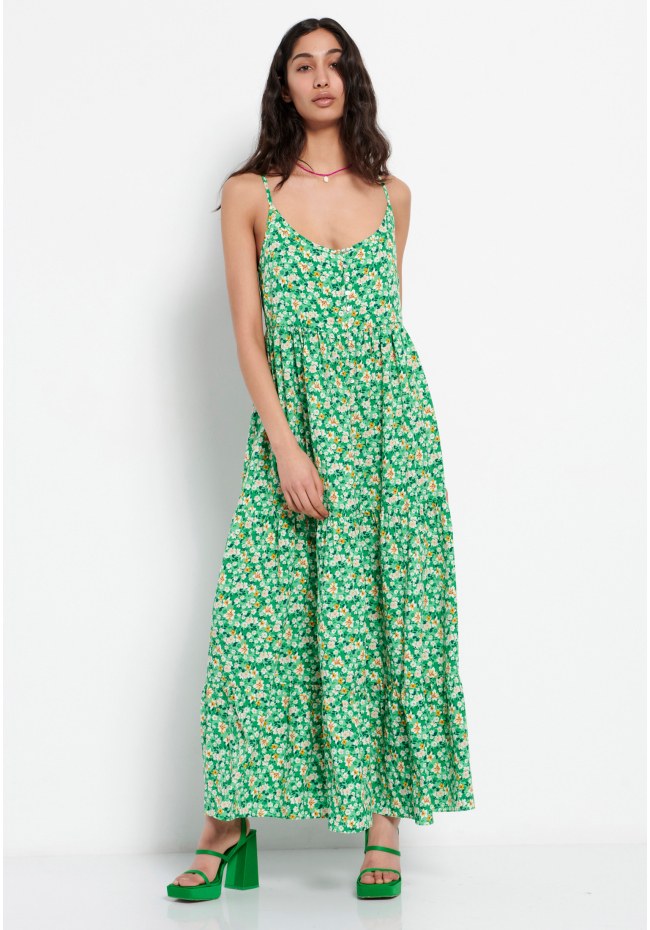 Loose fit floral printed maxi dress