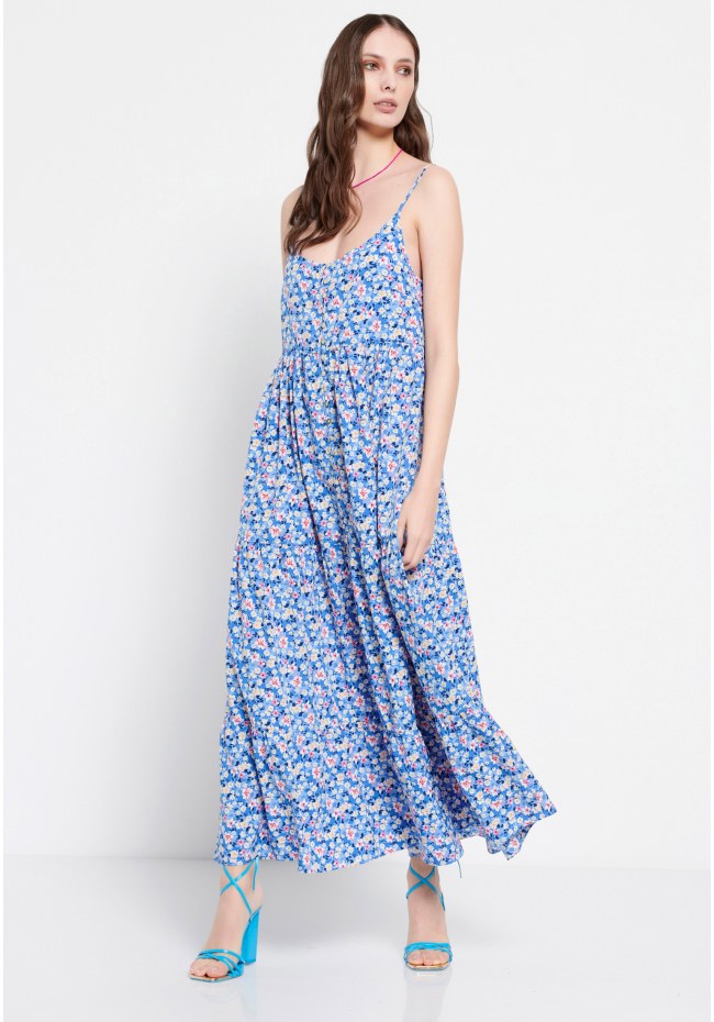 Loose fit floral printed maxi dress