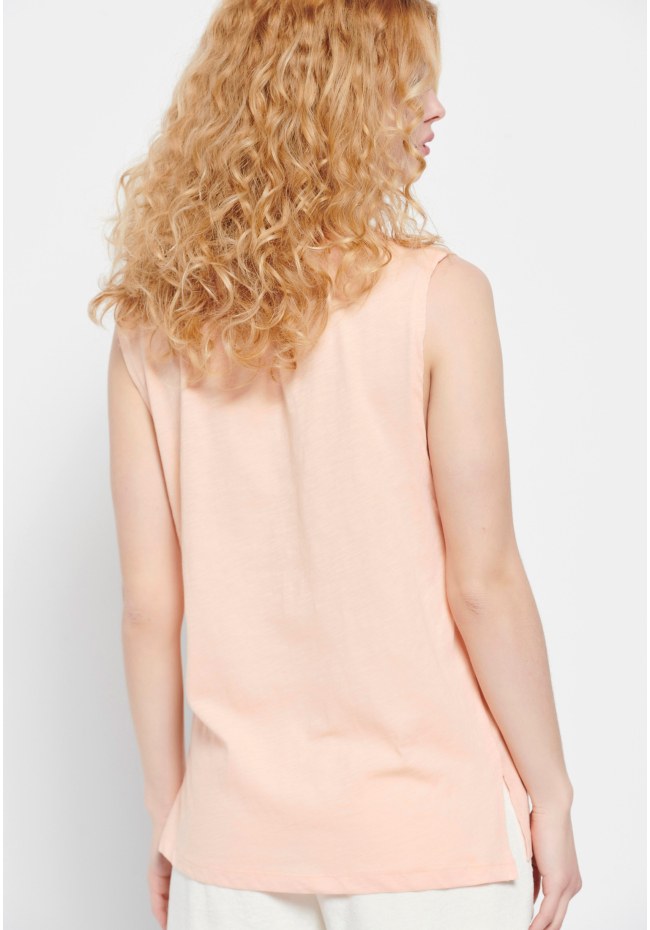 Sleeveless crew neck t-shirt with print