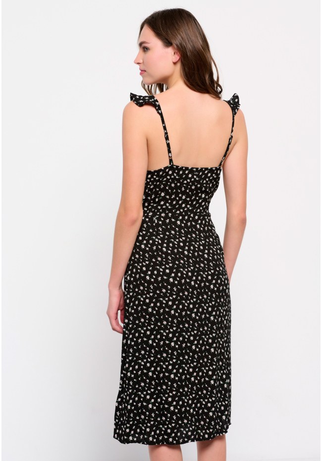 All over printed wrap midi dress