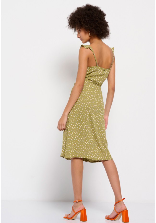 All over printed wrap midi dress
