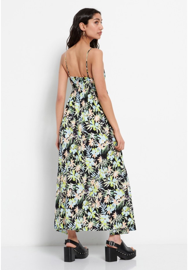 All over printed viscose maxi dress