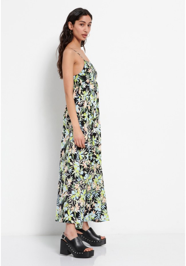 All over printed viscose maxi dress