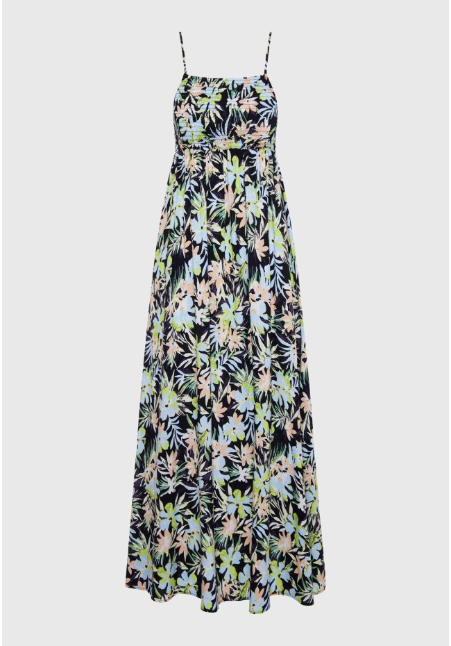 All over printed viscose maxi dress