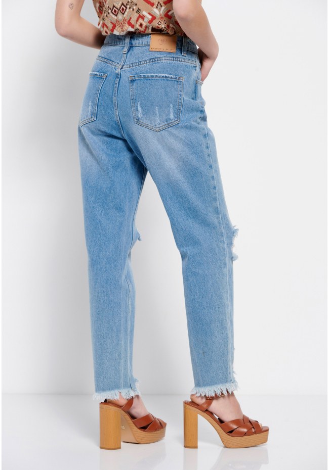 Moms fit τζιν παντελόνι με φθορές