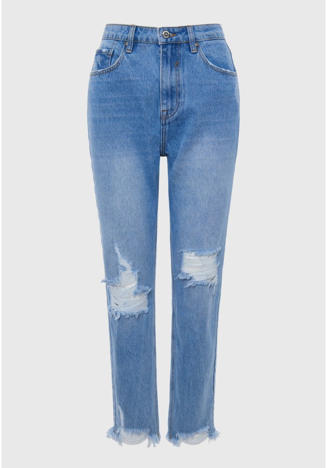 Moms fit τζιν παντελόνι με φθορές