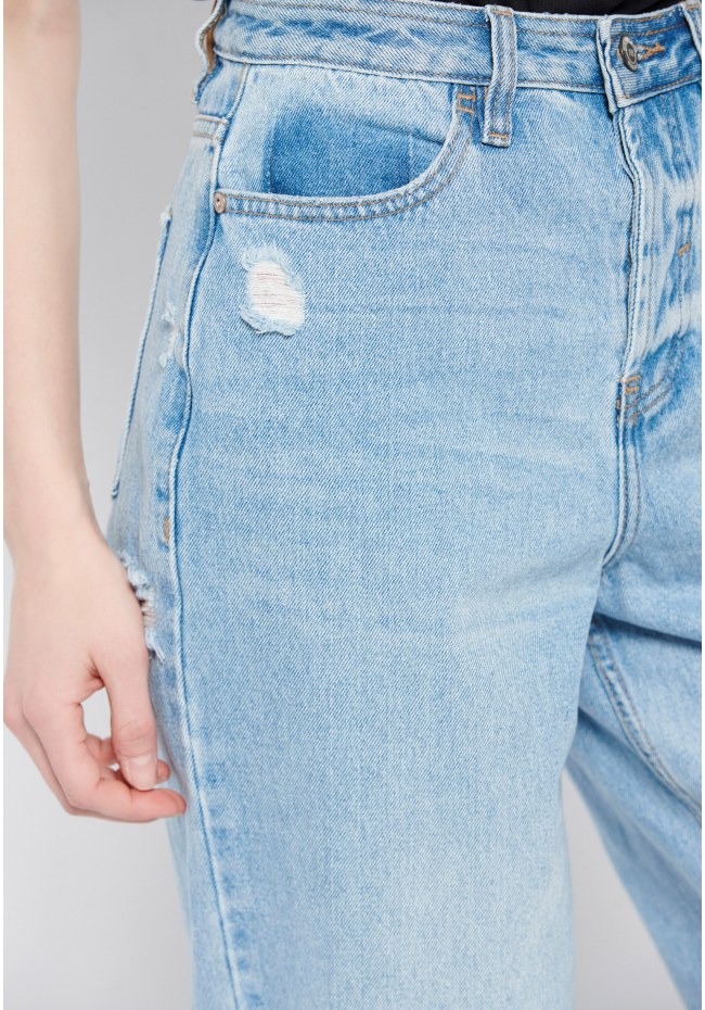 Baggy fit τζιν παντελόνι με φθορές