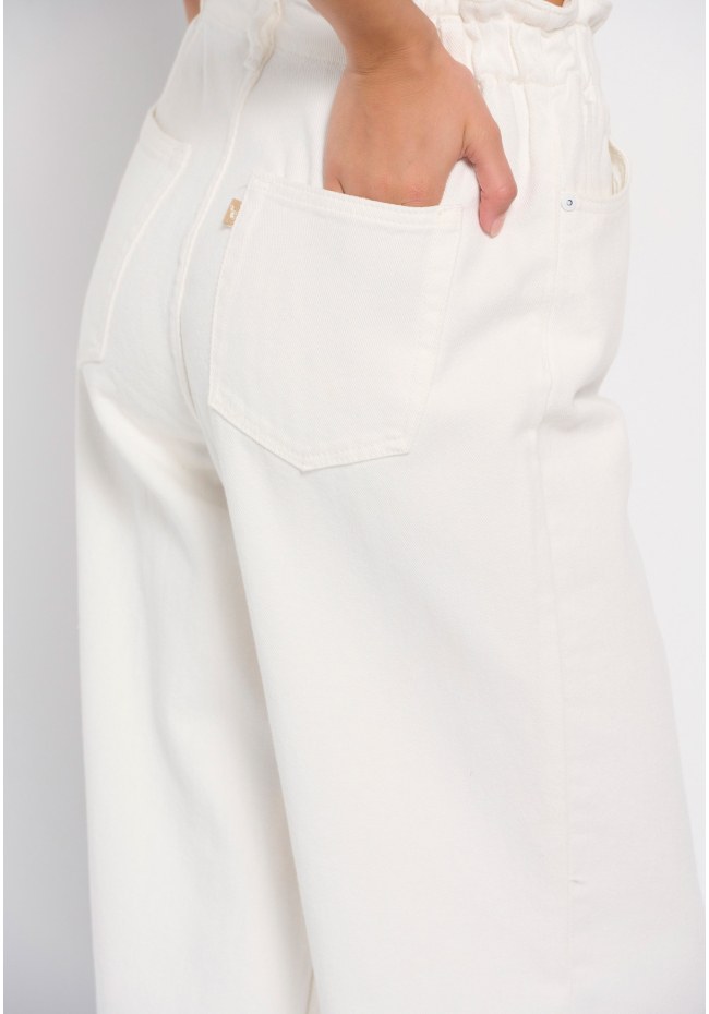 Ηigh-rise denim zip culotte