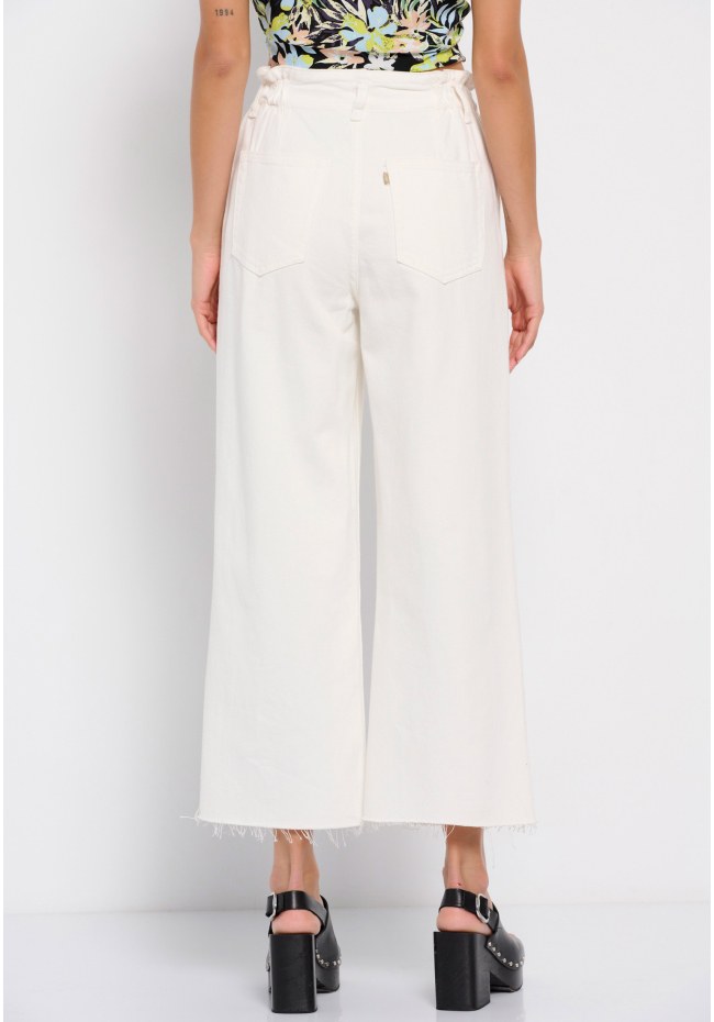Ηigh-rise denim zip culotte