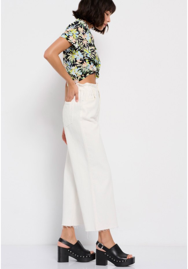 Ηigh-rise denim zip culotte