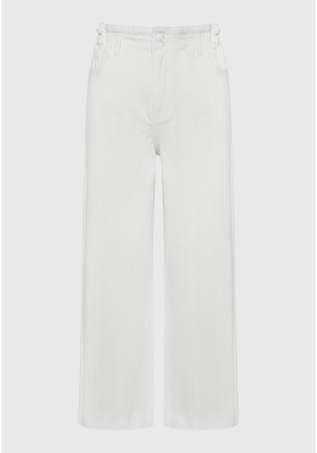 Ηigh-rise denim zip culotte