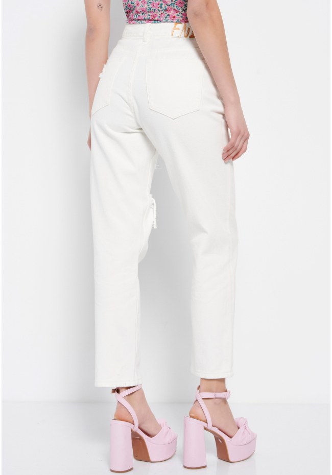 Loose fit jeans with destroyed effects