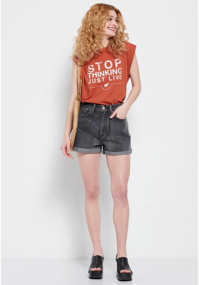 High-rise denim shorts