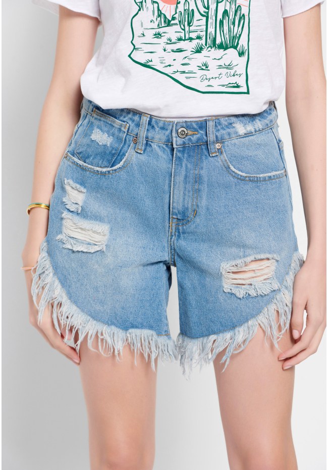 Γυναικείο τζιν σορτς με φθορές