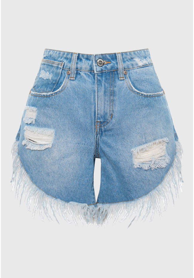 Γυναικείο τζιν σορτς με φθορές