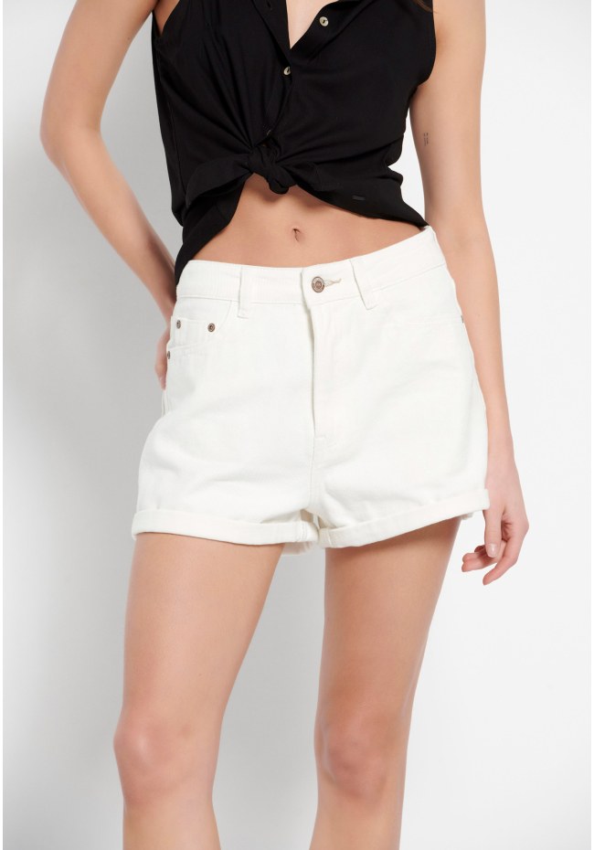 High rise women's denim shorts