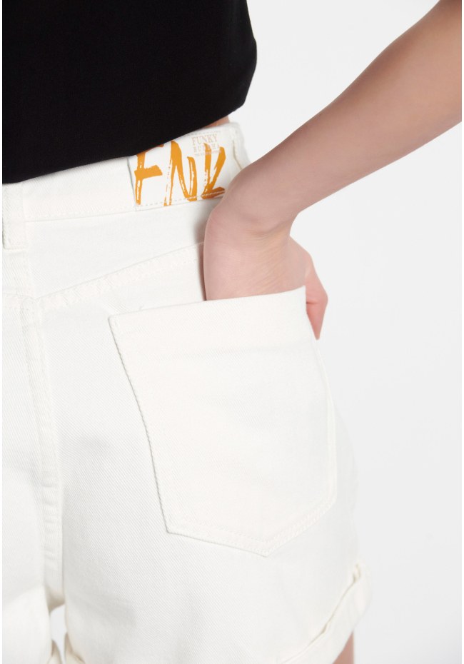 High rise women's denim shorts