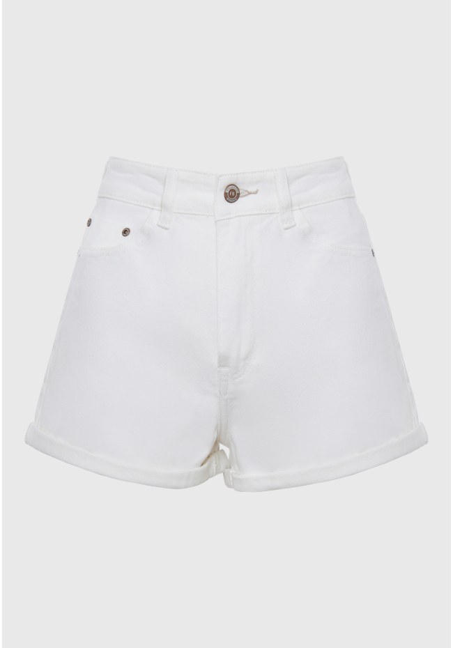 High rise women's denim shorts