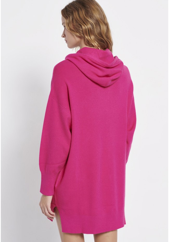 Relaxed fit μίνι πλεκτό φόρεμα με κουκούλα
