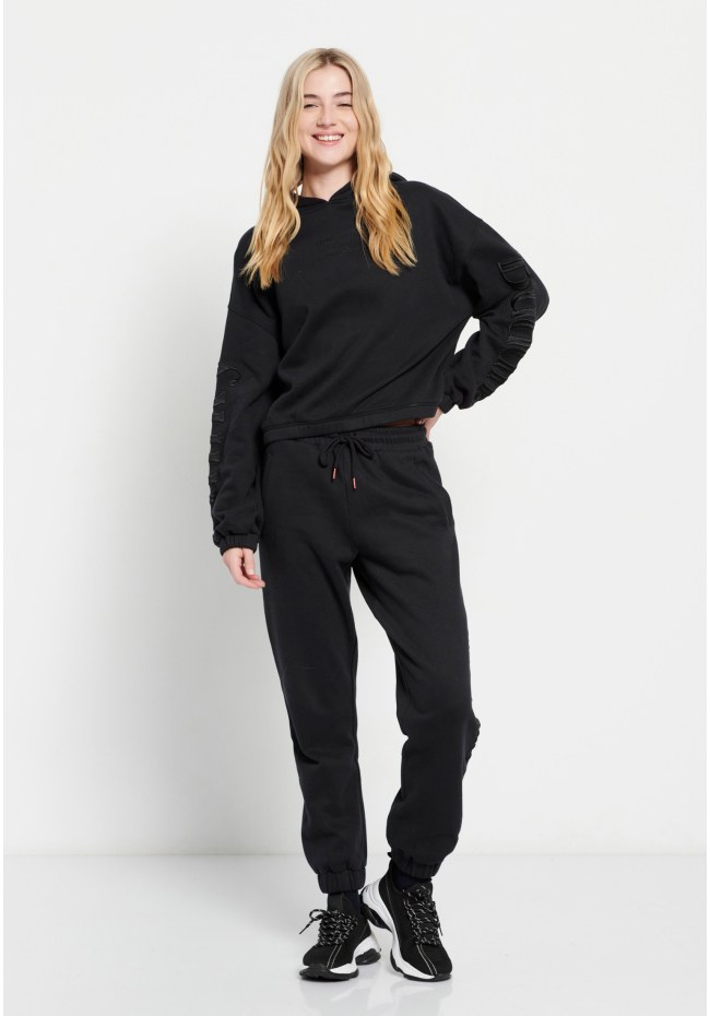 Oversized overhead hoodie with embroidery on the sleeves