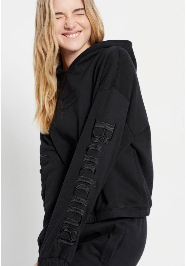 Oversized overhead hoodie with embroidery on the sleeves