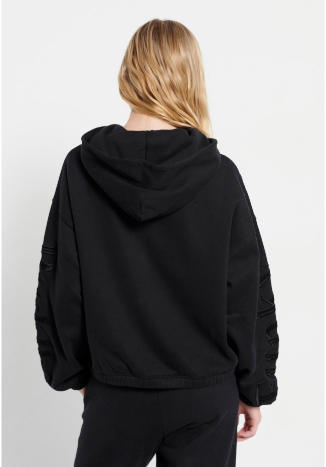 Oversized overhead hoodie with embroidery on the sleeves